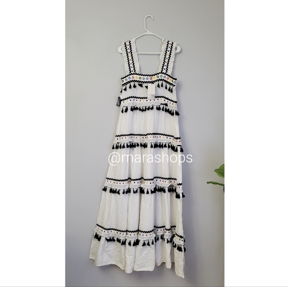Dodo Bar Or Amal Tassel Studded Maxi Cotton Dress - Picture 2 of 7